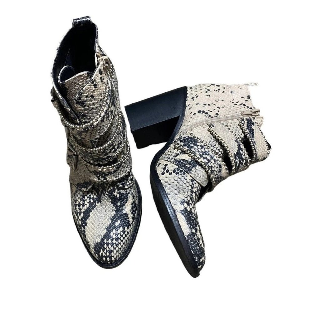 Steve Madden Snake Print Righteous Moto Bootie 8 - Picture 2 of 9